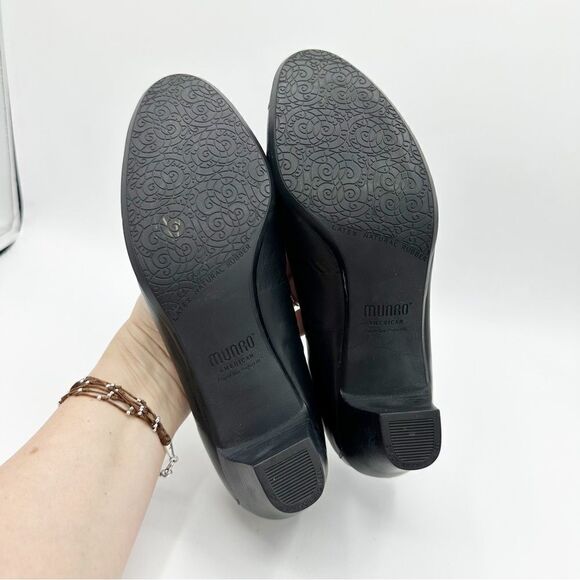 Munro Black Leather and Patent "Odette" Cap Toe Pumps Heels Sz Comfort 7.5M - Picture 15 of 16